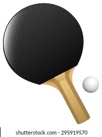 Black table tennis racket with ball
