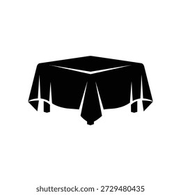 Schwarze Tischdecke drapiert über Tisch Vektorgrafik flaches Design