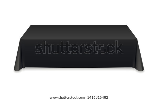 Download Black Tablecloth On Table Empty Mockup Stock Vector Royalty Free 1416315482