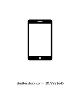 Black tablet with blank screen on white background.