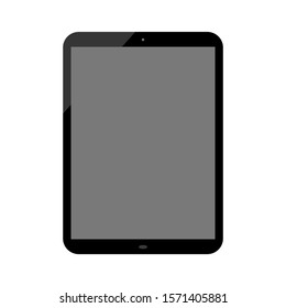 black tablet computer with blank dark screen isolated on white background. vector illustration