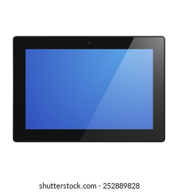 Black Tablet Computer with blue screen.  Illustration Similar To iPad