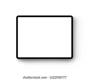 Black Tablet Computer Horizontal Mock Up - Front View. Vector Illustration