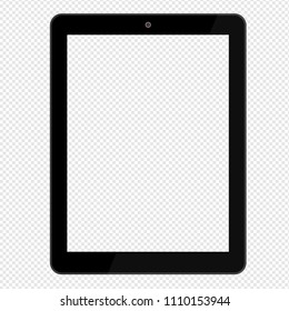 Black tablet computer isolated on transparent background. Mock up