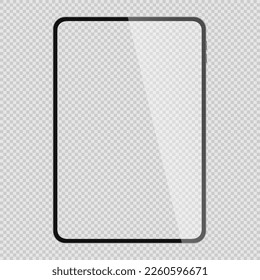 Black Tablet Computer Mockup with Blank Screen, Front View stock illustration. Stock royalty free. Vector EPS, PNG