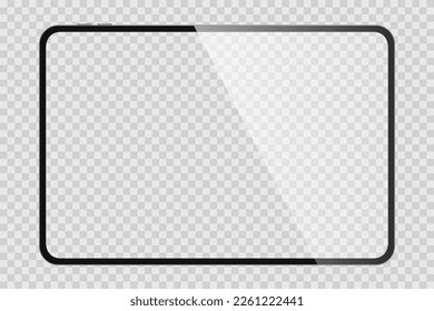 Black Tablet Computer Mockup with Blank Screen, Front View stock illustration. Stock royalty free. Vector EPS, PNG