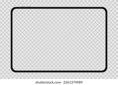 Black Tablet Computer Mockup with Blank Screen, Front View stock illustration. Stock royalty free. Vector EPS, PNG