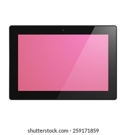 Black Tablet Computer with pink display.  Illustration Similar To iPad.