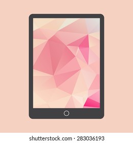 Black Tablet Computer with triangle background.  Illustration Similar To iPad .