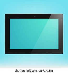 Black Tablet Computer with turquoise display. Illustration Similar To iPad.