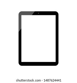 black tablet computer with white blank screen isolated on white background. vector illustration