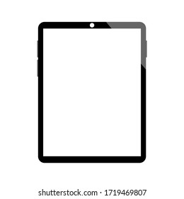 black tablet computer with white blank screen isolated on white background. vector illustration