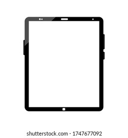 black tablet computer with white blank screen isolated on white background. vector illustration