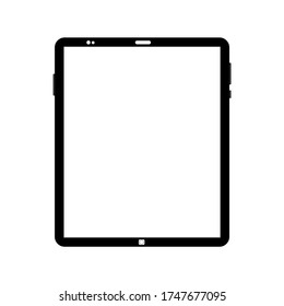 black tablet computer with white blank screen isolated on white background. vector illustration