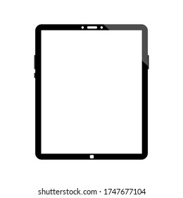 black tablet computer with white blank screen isolated on white background. vector illustration