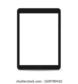 Black tablet with empty screen isolate on white background. Tablet mockup vector.