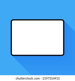 Comprimido negro con pantalla vacía sobre fondo azul, Vector.