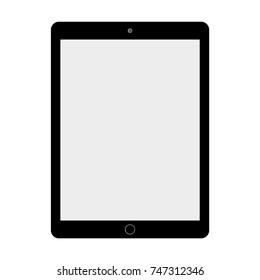 Black tablet with grey screen on white background. tablet flat style computer vector eps10.