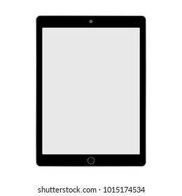 Black tablet with grey screen vector eps10. Dark Tablet computer on white background. Tablet front view black color with empty grey screen