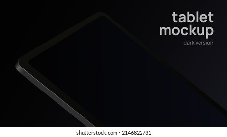 Black Tablet Horizontal Mockup with Editable Screen. Vector illustration
