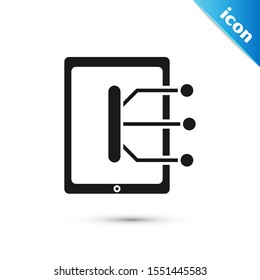 Black Tablet icon isolated on white background.  Vector Illustration