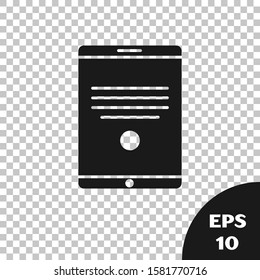 Black Tablet icon isolated on transparent background.  Vector Illustration
