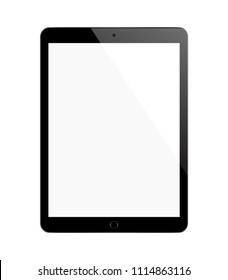 black tablet in ipad style with blank touch screen isolated on white background. vector illustration.