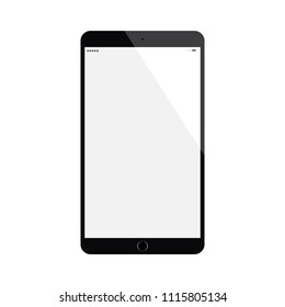 black tablet in ipad style with blank touch screen isolated on white background. vector illustration.