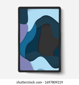 Schwarze Tablette einzeln auf weißem Hintergrund