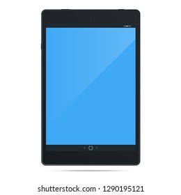 Black tablet mockup with blank screen.