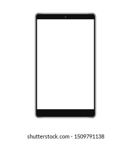 Black tablet mockup isolated on white background. Modern tablet with empty screen. Realistic tablet computer vector.