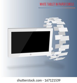 Black tablet in paper circle vector