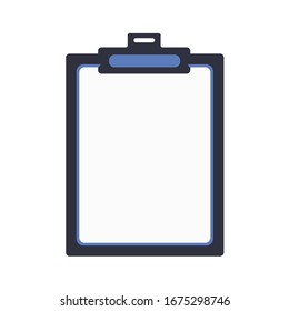 Black tablet with paper on white background. Vector illustration in trendy flat style. EPS 10.