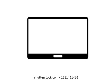 Black tablet pc computer with blank screen on white background.