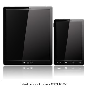 Black Tablet PC and Mobile Phone, vector eps10 illustration