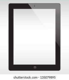 Black tablet pc on white background