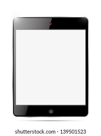 Black tablet pc on white background