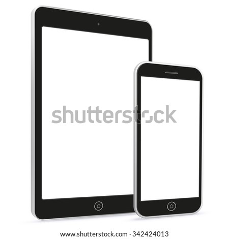 Black Tablet PC and Smart Phone