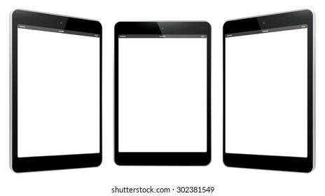 Black Tablet PC Vector Illustration with side views.