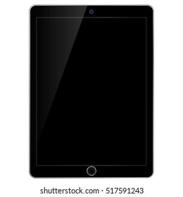 Black tablet with black screen. Tablet front view vector eps10.