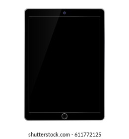 Black tablet with black screen on white background vector eps10.