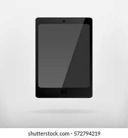black tablet smartphone vector mockup, tablet realistic 3d templatevector illustration.