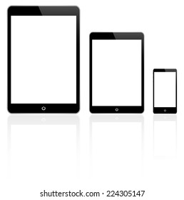 Black Tablet And Smartphone Vector Similar To iPad Air And iPhone With Reflection