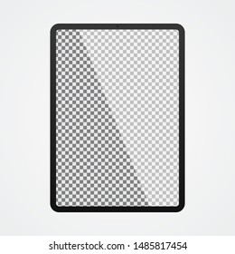Black Tablet with Transparent Screen on White Background