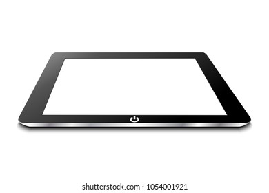 Black tablet with white display is on the surface - vector
