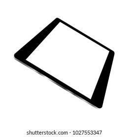 Black tablet with white display in turn - vector