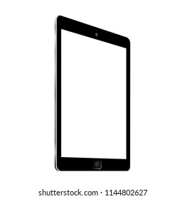 Black tablet with white display in turn, view from the side - for stock