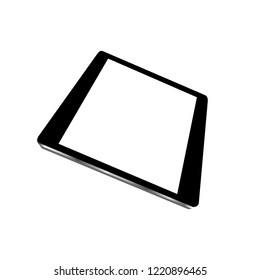 Black tablet with white display in turn, view from the side - vector for stock