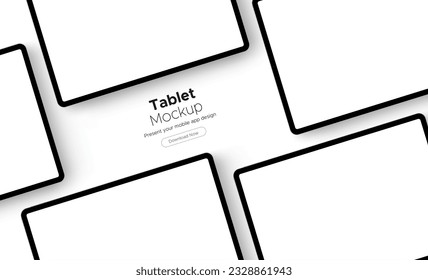 Schwarze Tabletten mit unscharfen Bildschirmen, Modell für das Design von App, einzeln auf weißem Hintergrund. Vektorgrafik