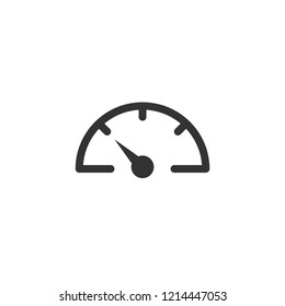 Black tachometer, speedometer line icon isolated on white. Performance measurement symbol. Race, speed, navigation, dashboard sign. 